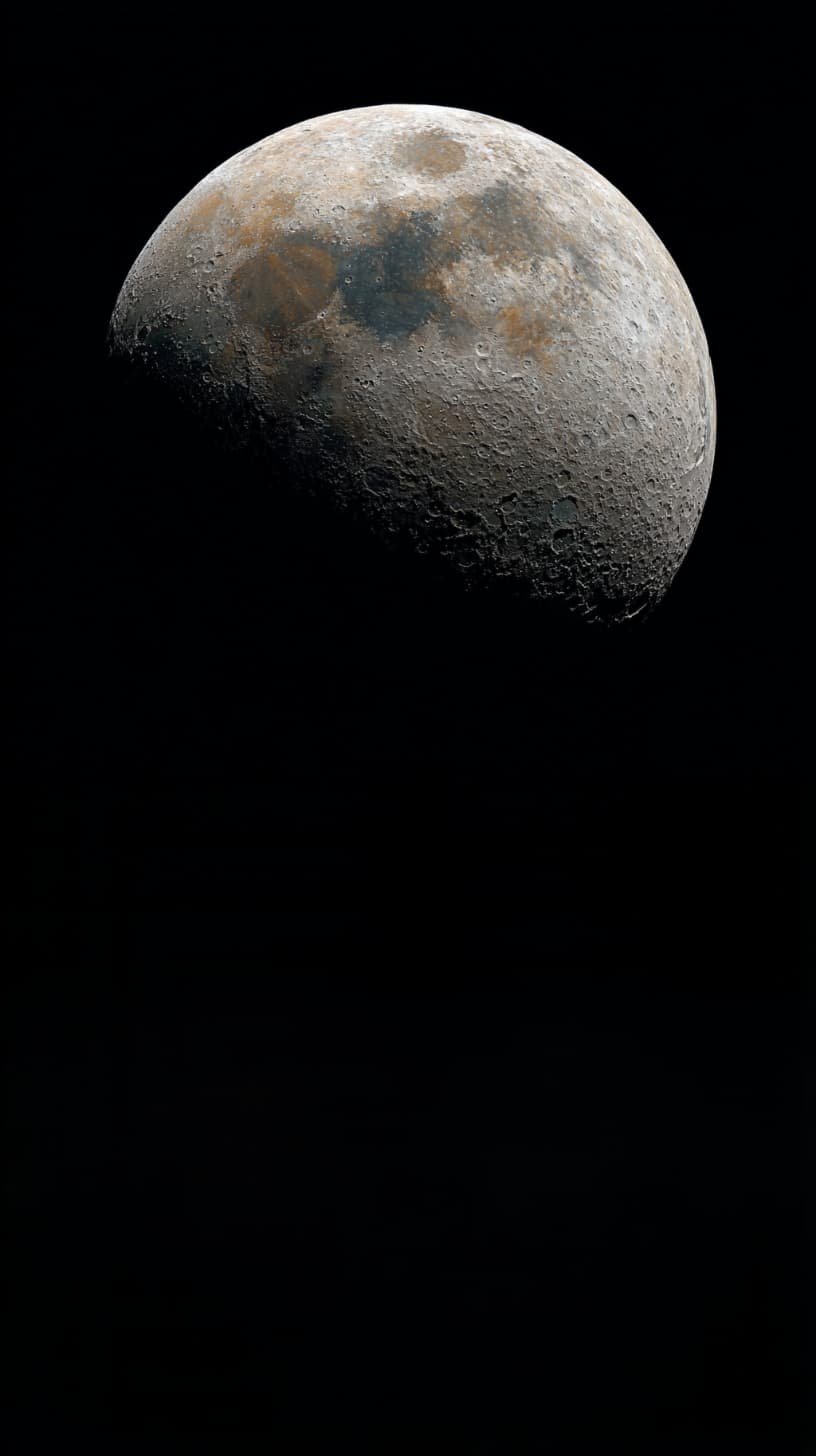 Gibbous Moon with cratered surface and dark lunar maria against deep space — the Moon in natal chart interpretation